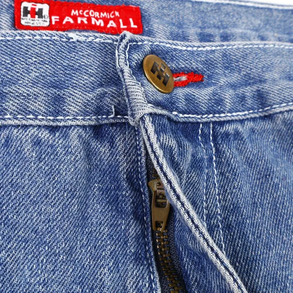 International Harvester Farmall Mens 42x30 Regular Carpenter Work Blue Jeans - Picture 8 of 12